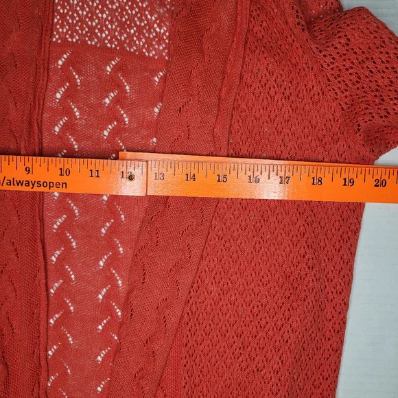 Anthropologie Knitted & Knotted Cardigan Coral Small Linen Blend Lagenlook Beach - Picture 4 of 8